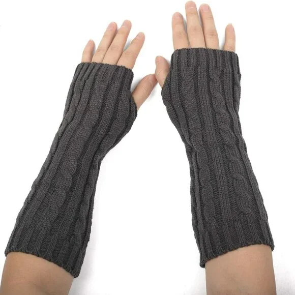 Flammi Women's Knit Arm Warmers Fingerless Gloves Thumb Hole Gloves Mittens for - Picture 6 of 8